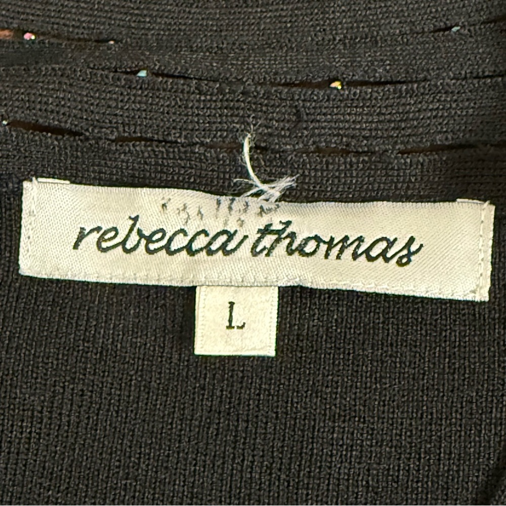 Rebecca Thomas Black Beaded Scoop Neck Knit Tank Top L Classic Chic - Picture 6 of 9